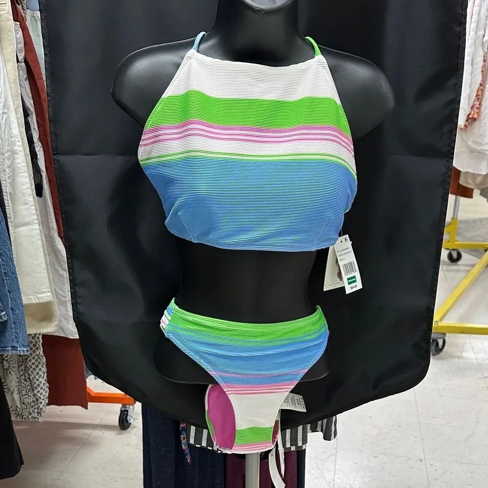 Jessica Simpson Colorful Striped Bikini